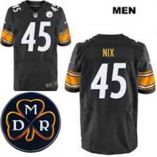 Men's Nike Pittsburgh Steelers #45 Roosevelt Nix Elite Black NFL MDR Dan Rooney Patch Jersey